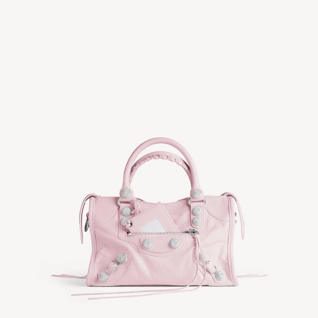 Women's Le City Bag Small Giant Studs With Rhinestones in Petal Pink