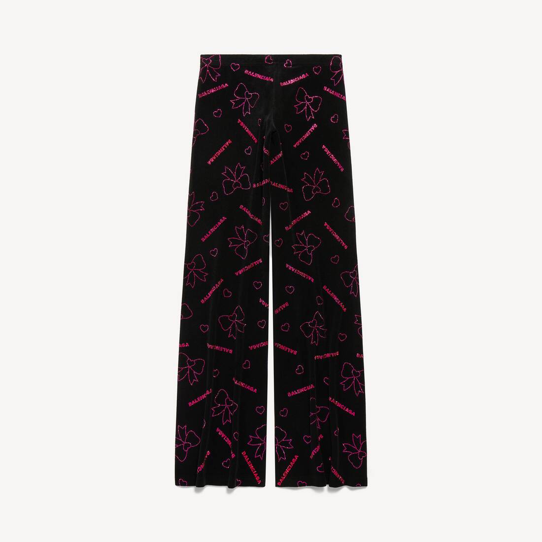Women's Handrawn Bows Elastic Pants in Black