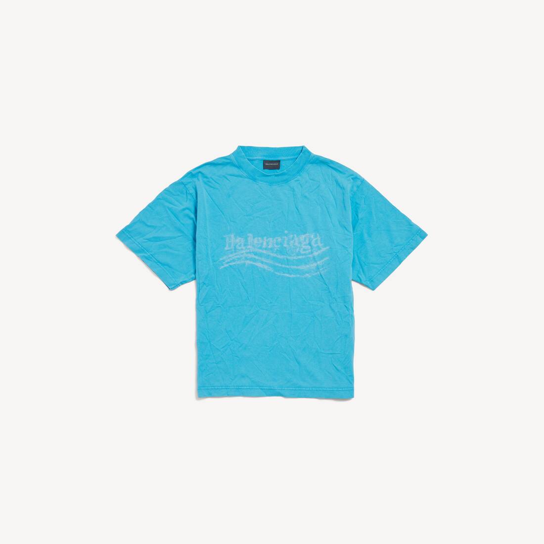 Women's Washed Crayon Political T-shirt Medium Fit in Azure