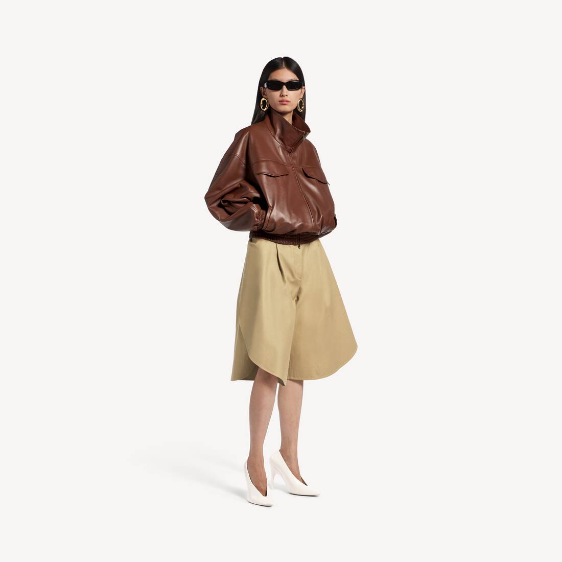 Women's High Collar Blouson in Chestnut