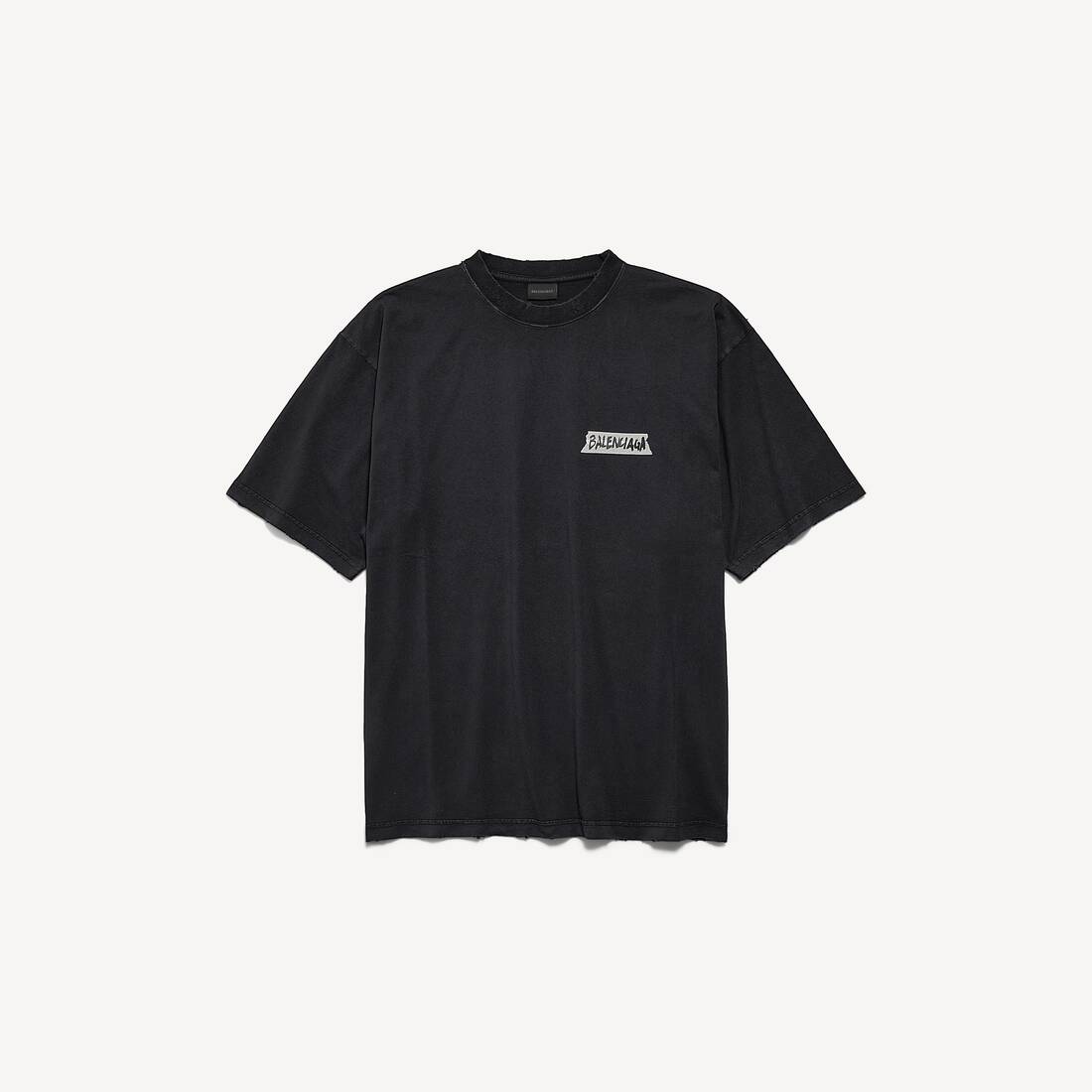 Men's Masking Tape T-shirt Medium Fit in Faded Black