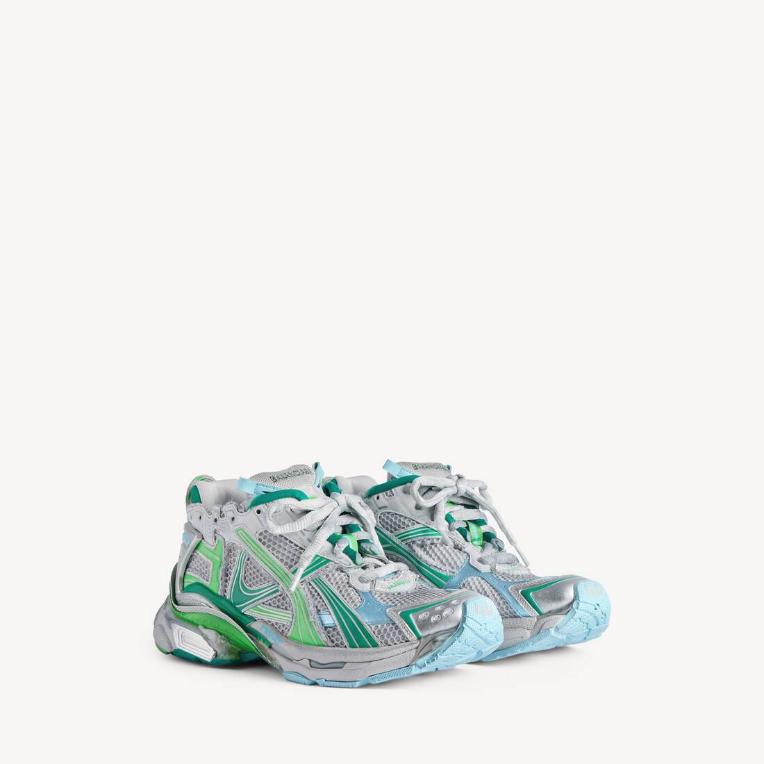 Women's Runner Sneaker in Grey/green/blue