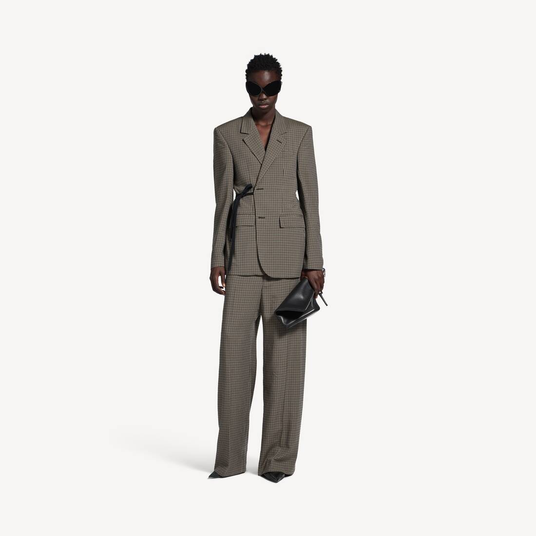 Women's Wrap Tailored Jacket in Khaki/brown