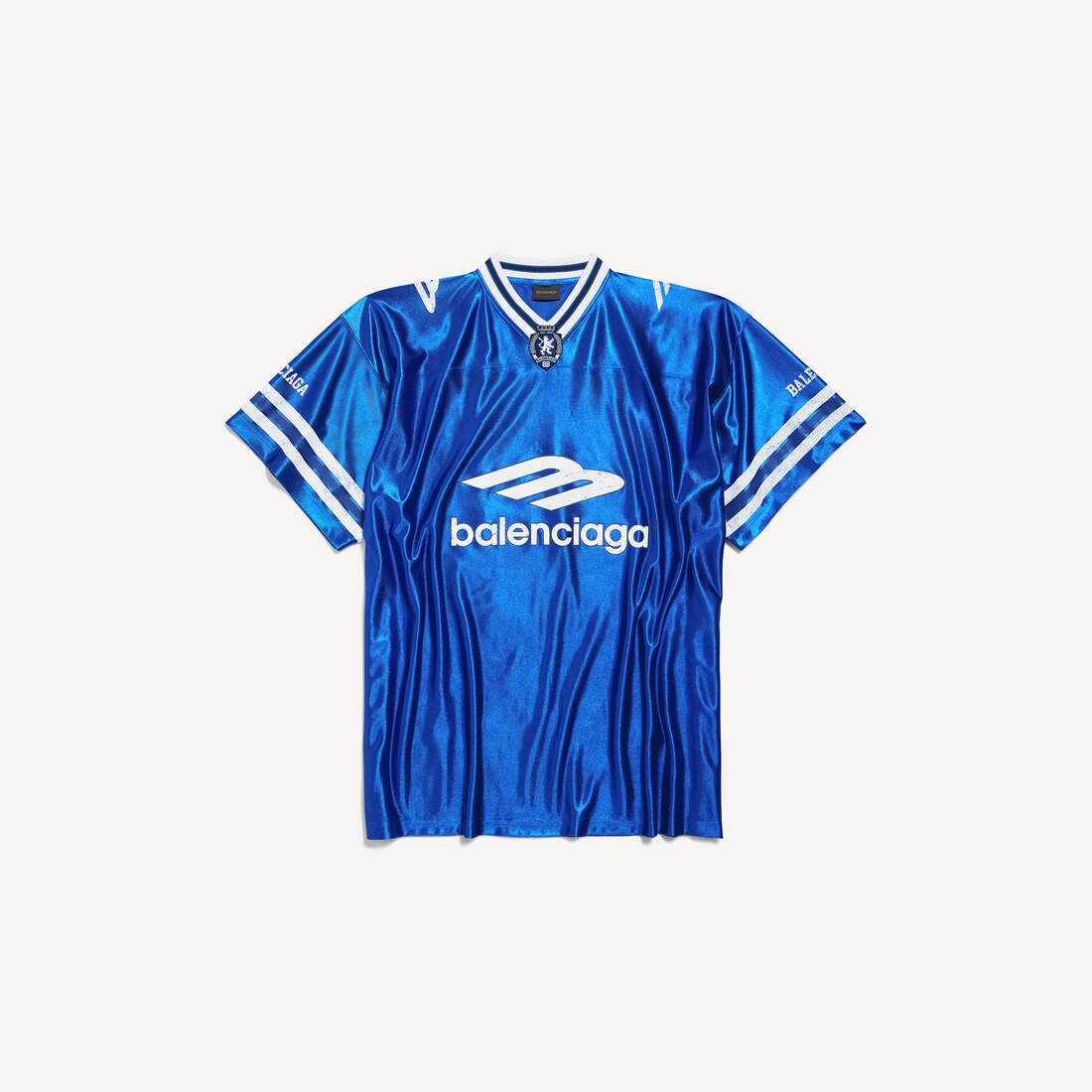 Men's 3b Football V-neck T-shirt Oversized in Royal Blue/white