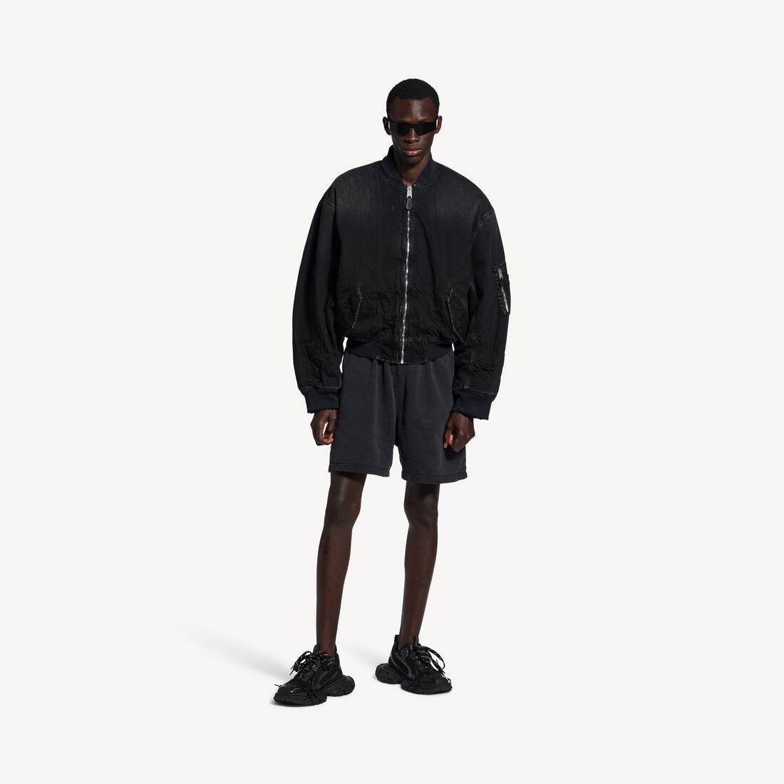 Men's Standard Denim Bomber in Black