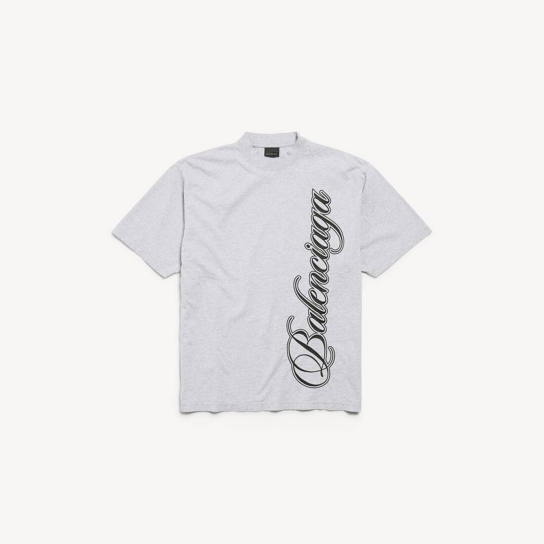 Men's Cursive T-shirt Medium Fit in Light Heather Grey/black
