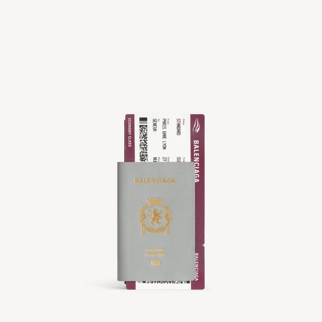 Men's Passport Long Wallet 1 Ticket in Balenciaga Grey