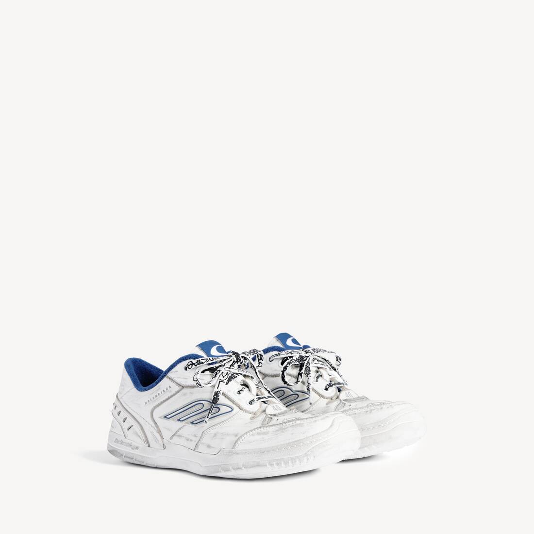 Men's Hamptons Worn-out Sneaker in White/dark Blue/grey
