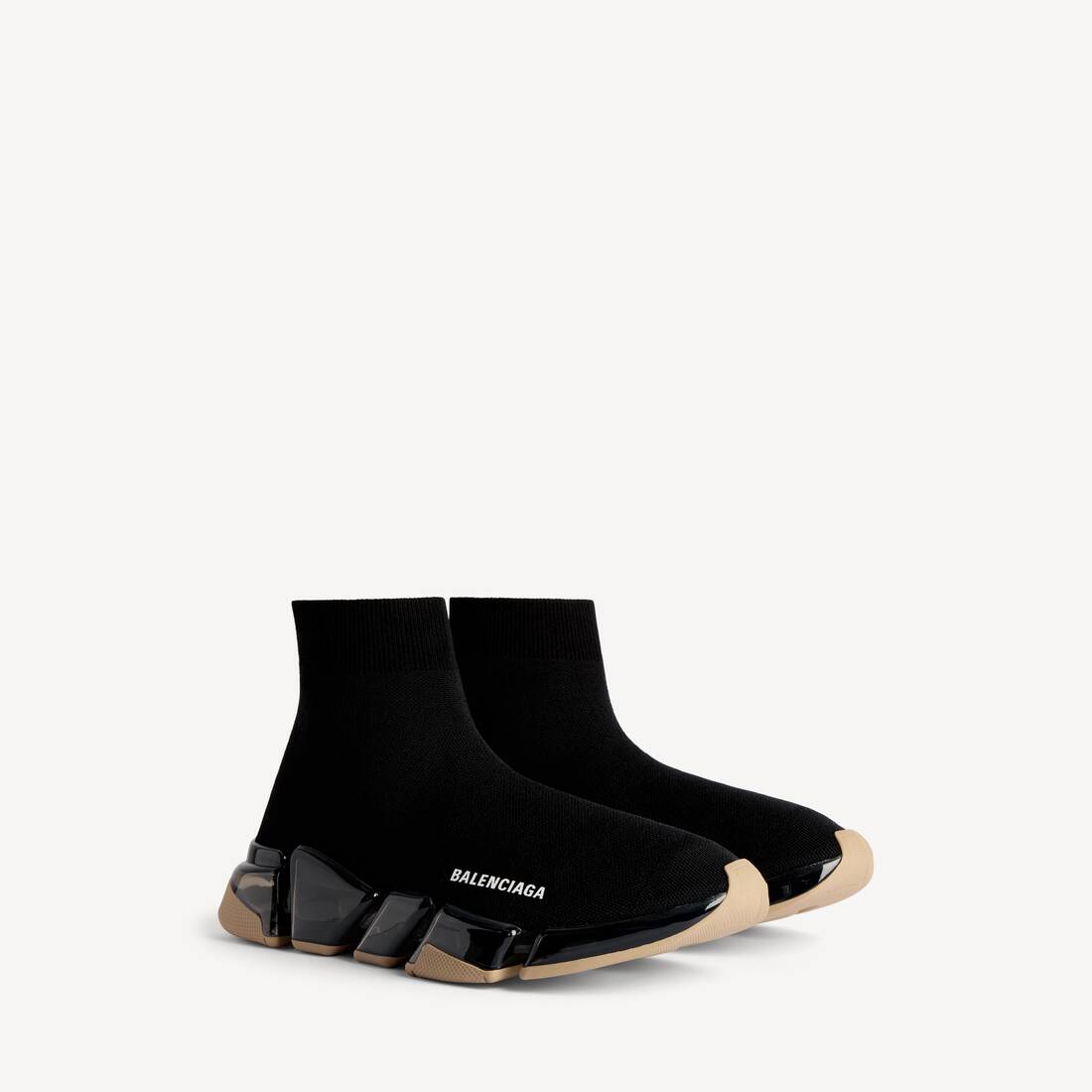 Women's Speed 2.0 Full Clear Sole Recycled Knit Sneaker in Black/beige