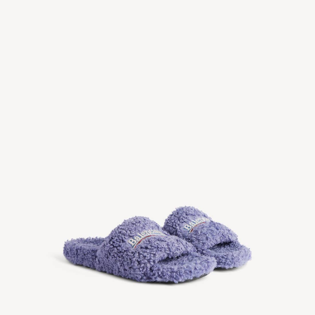 Women's Furry Open Mule in Hortensia/crystal/red