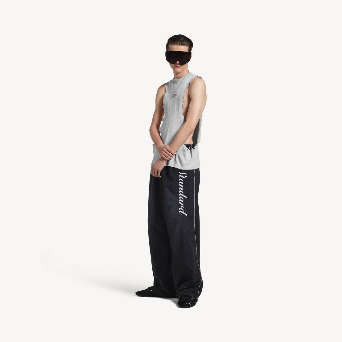 Men's Ripped Tank Top in Light Heather Grey