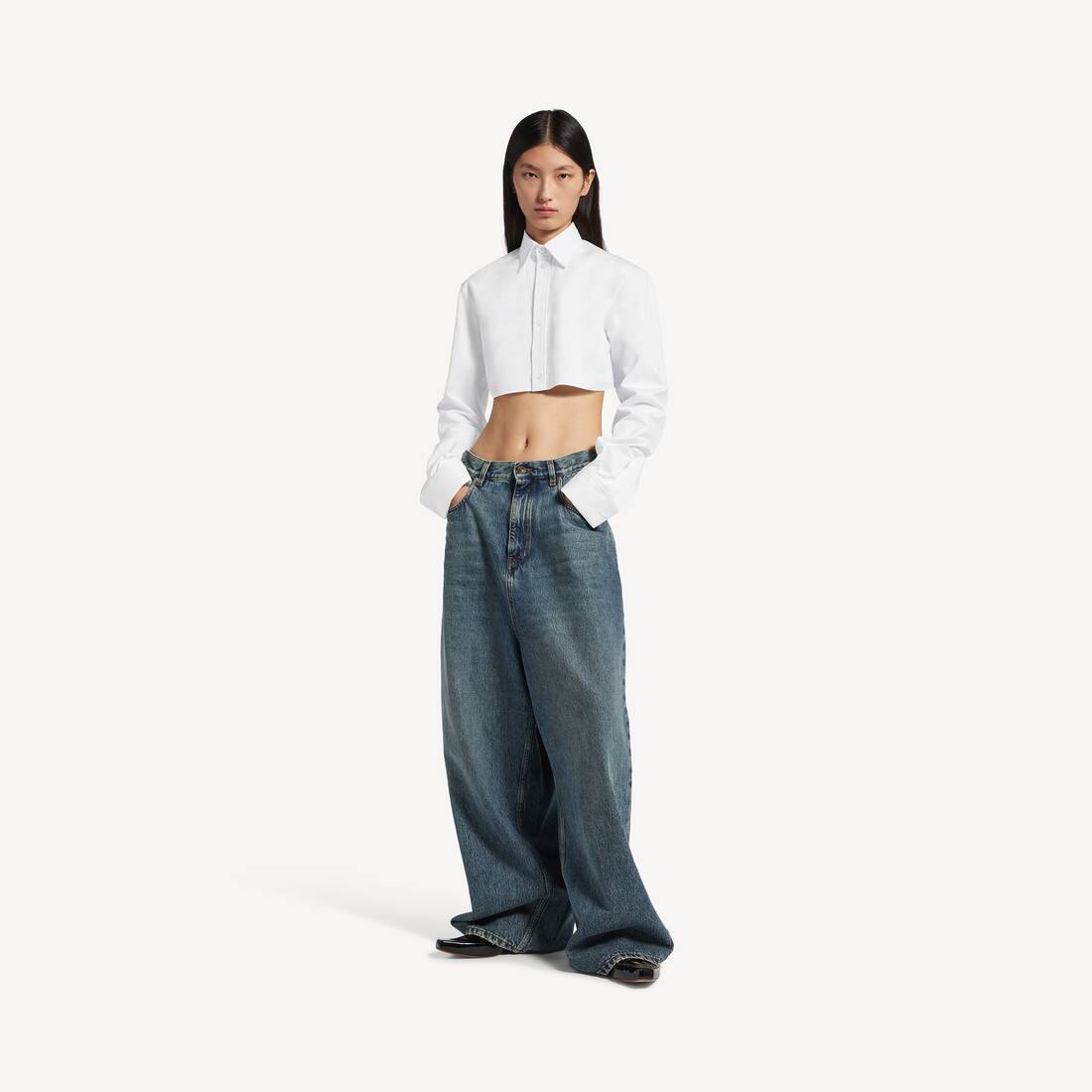 Women's Cropped Shirt in White
