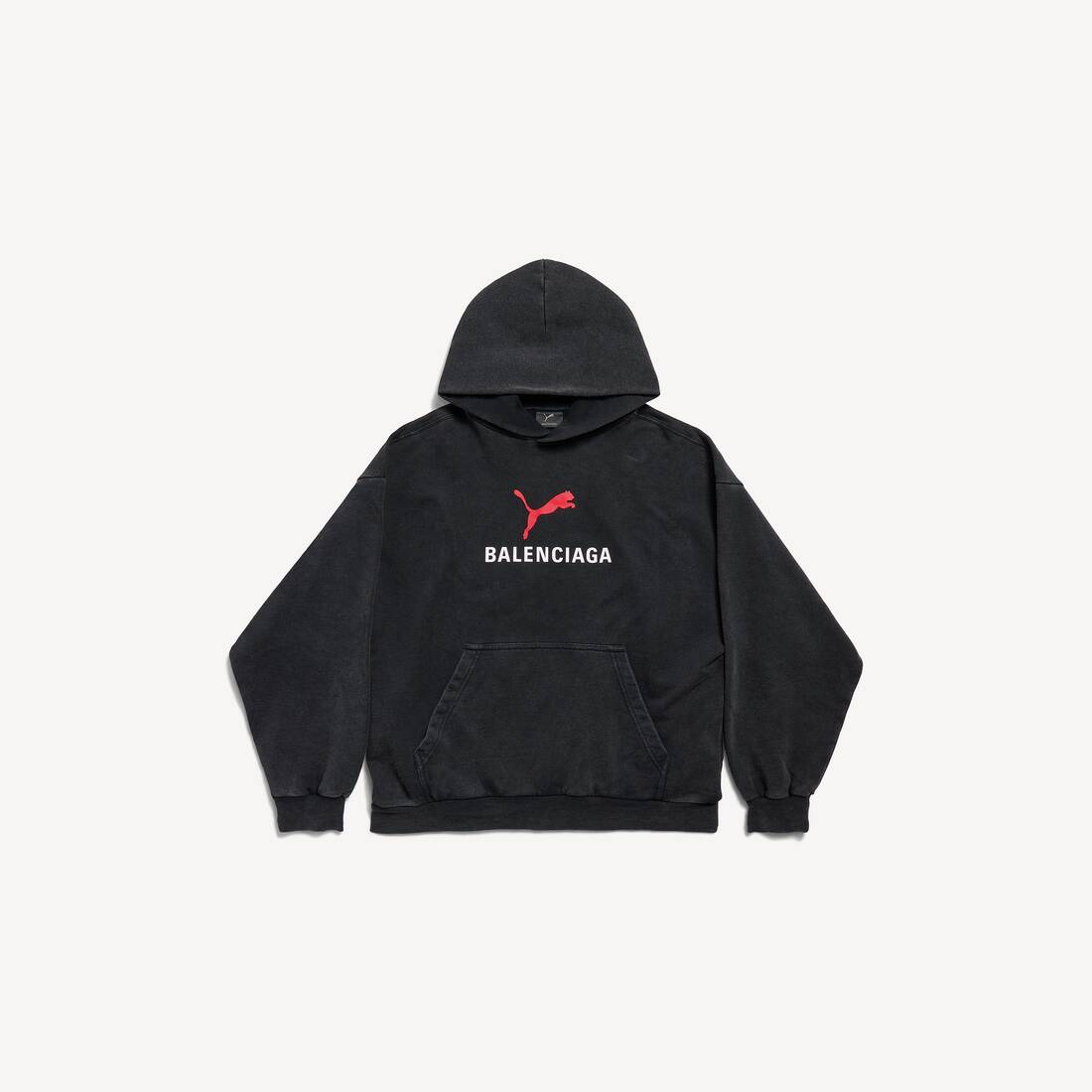 Balenciaga I Puma Hoodie Medium Fit in Black Faded