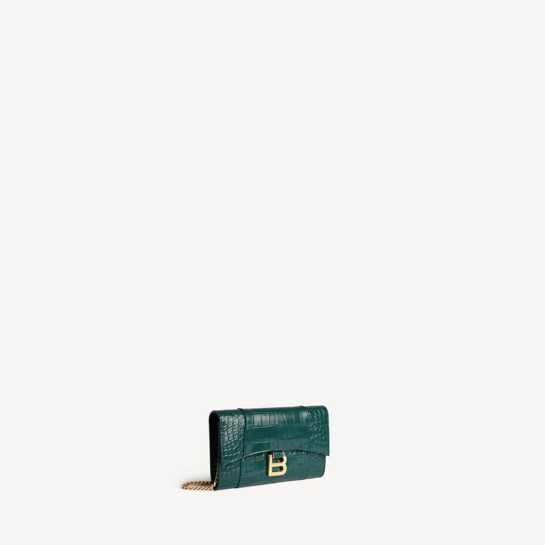Women's Hourglass Wallet On Chain in Dark Emerald