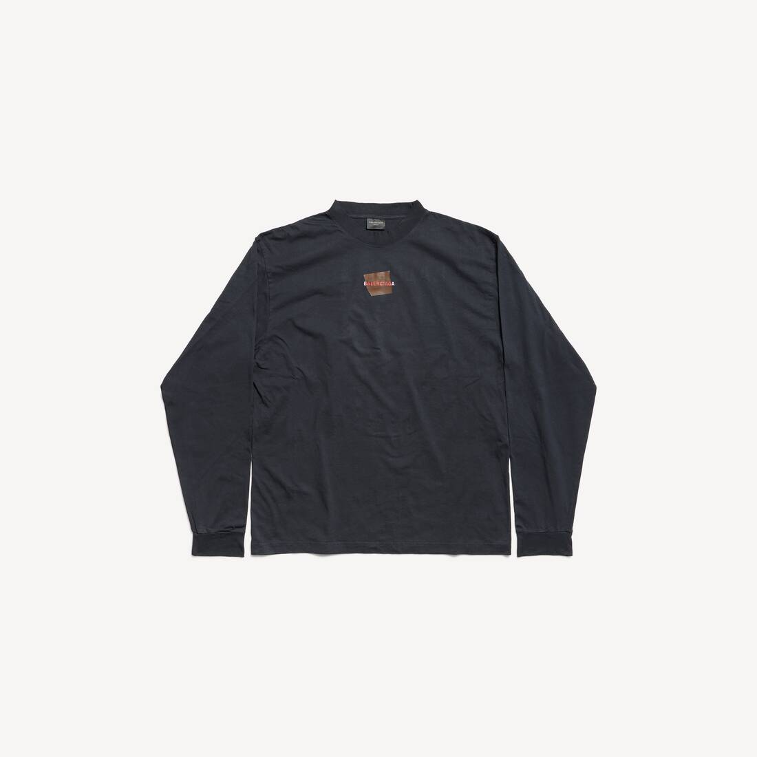 Taped Balenciaga Back Long Sleeve T-shirt Medium Fit in Faded Black/white/red