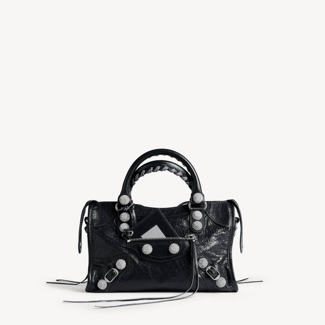 Women's Le City Bag Small Giant Studs With Rhinestones in Black