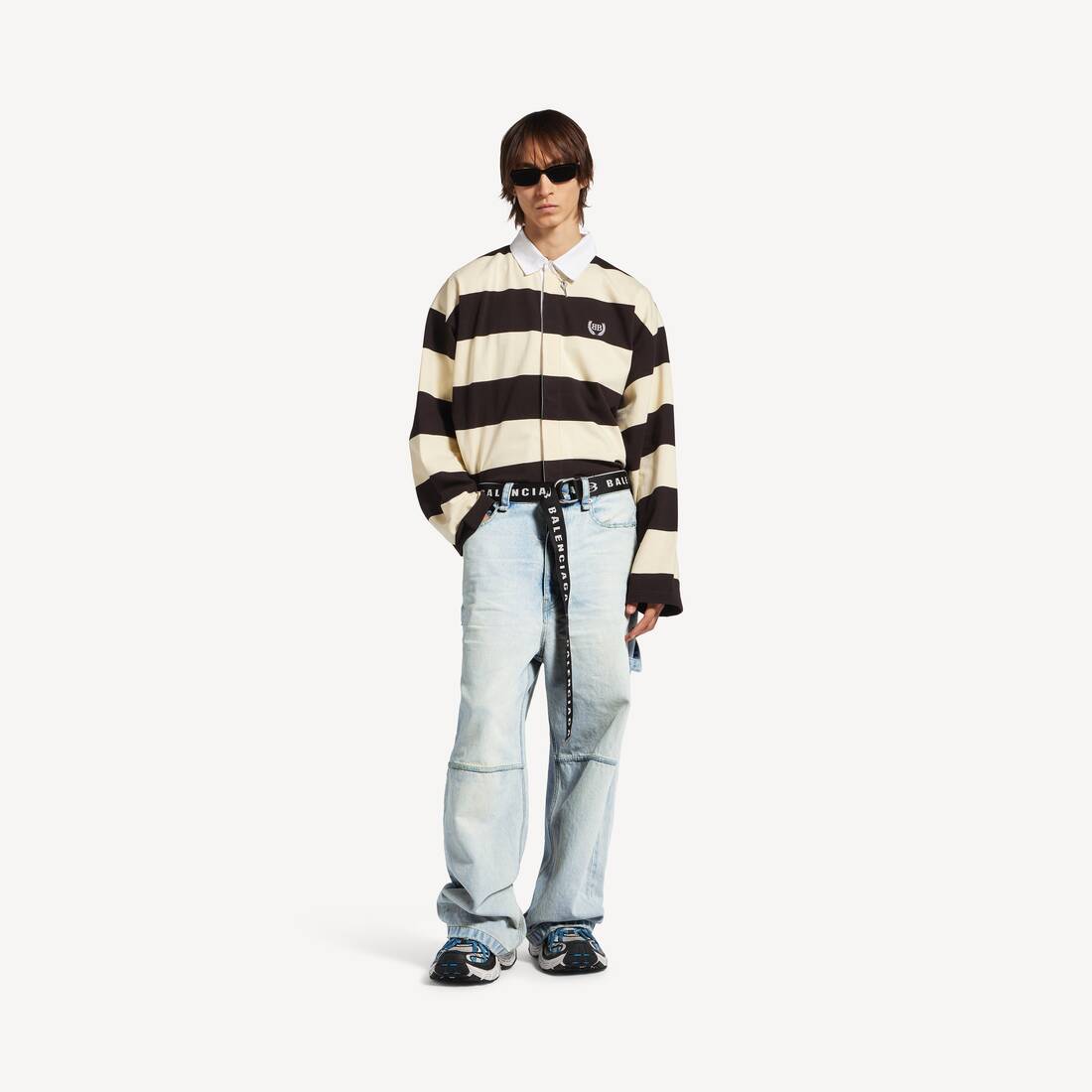 Men's Belted Pants in Light Blue