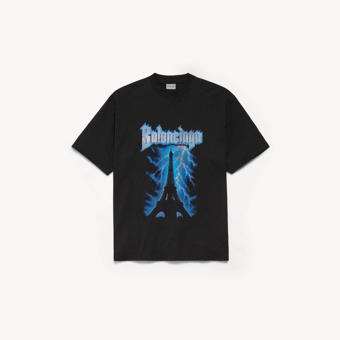 Men's Paris Thunderstorm Oversized T-shirt in Black