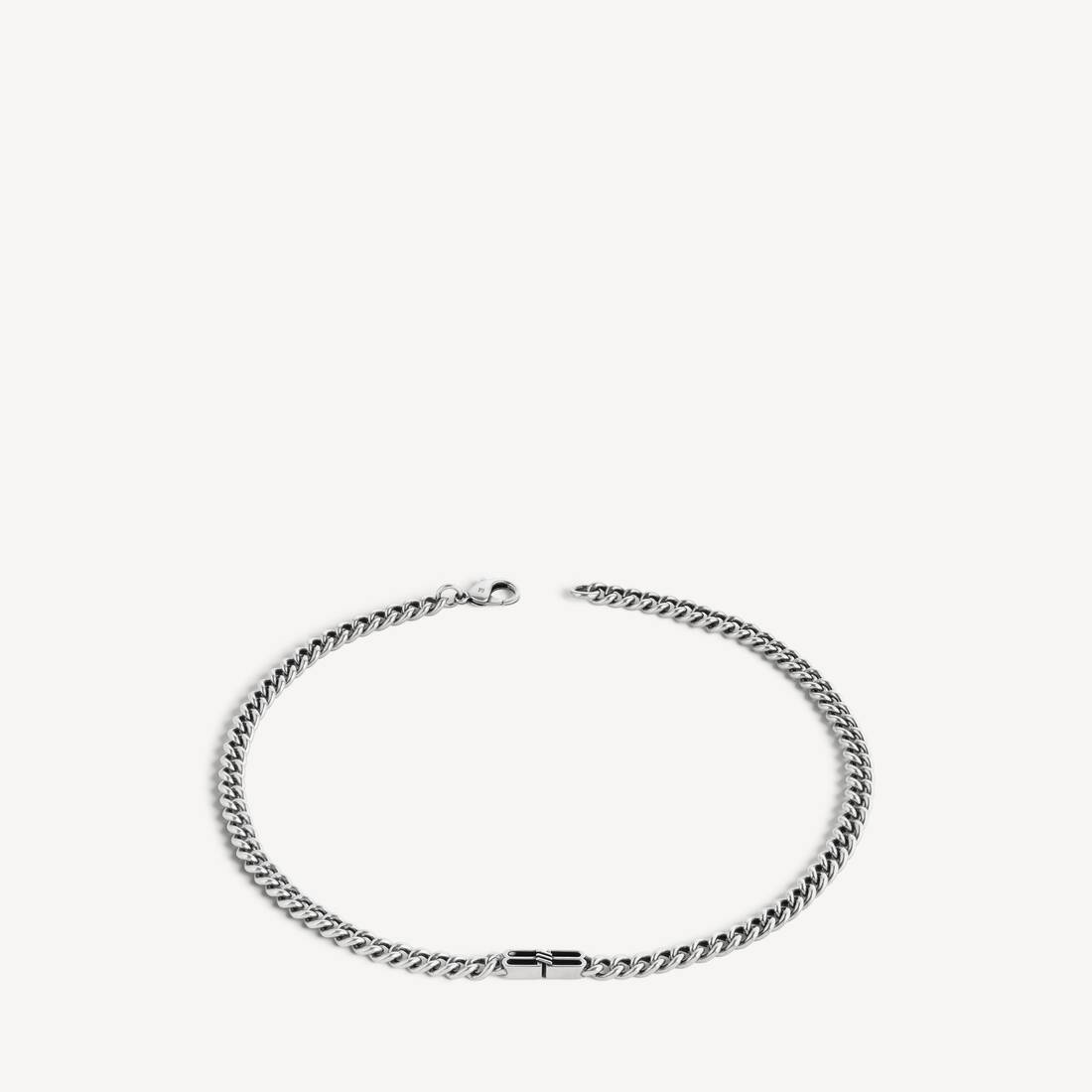Men's Bb Icon Thin Gourmette Necklace in Antique Silver