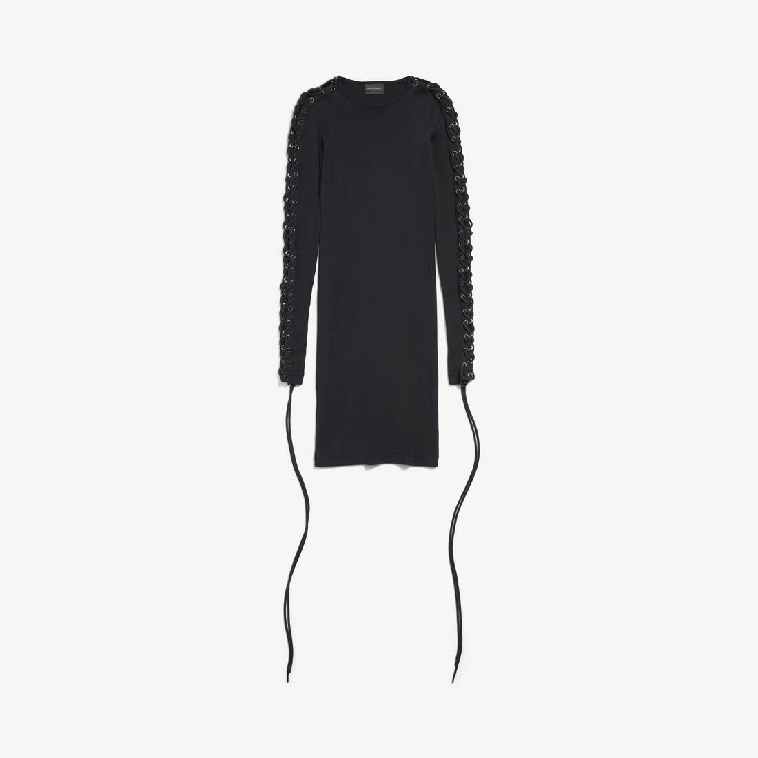 Women's Lace-up Long Sleeve Dress in Black