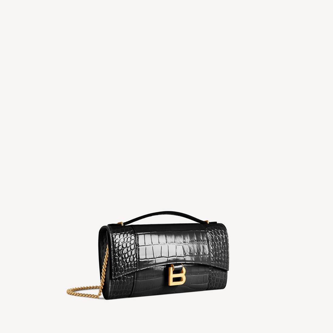 Women's Hourglass Pochette With Chain in Black