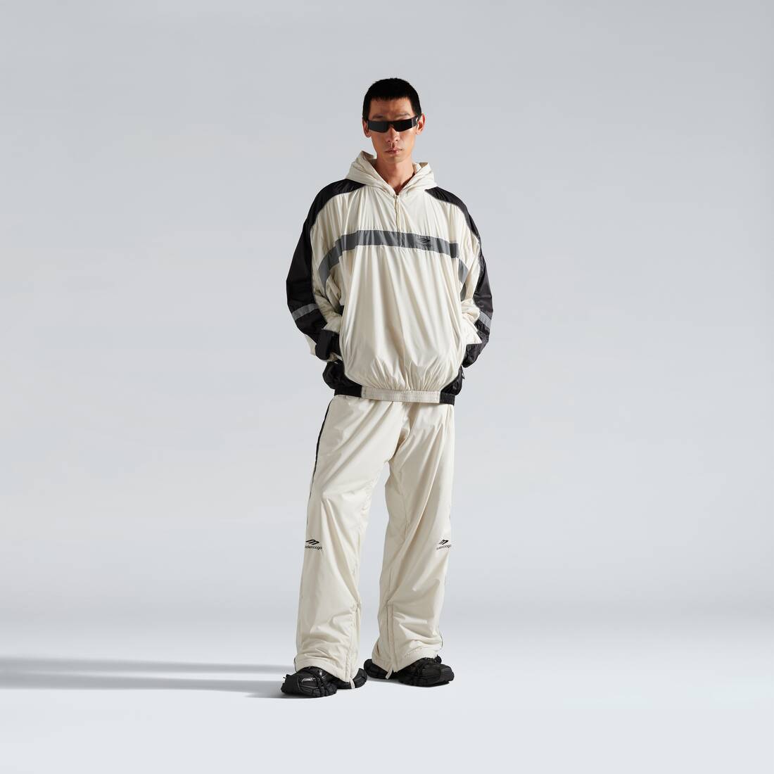 Men's 3b Sports Icon Ski Tracksuit Hoodie in Chalky White/black