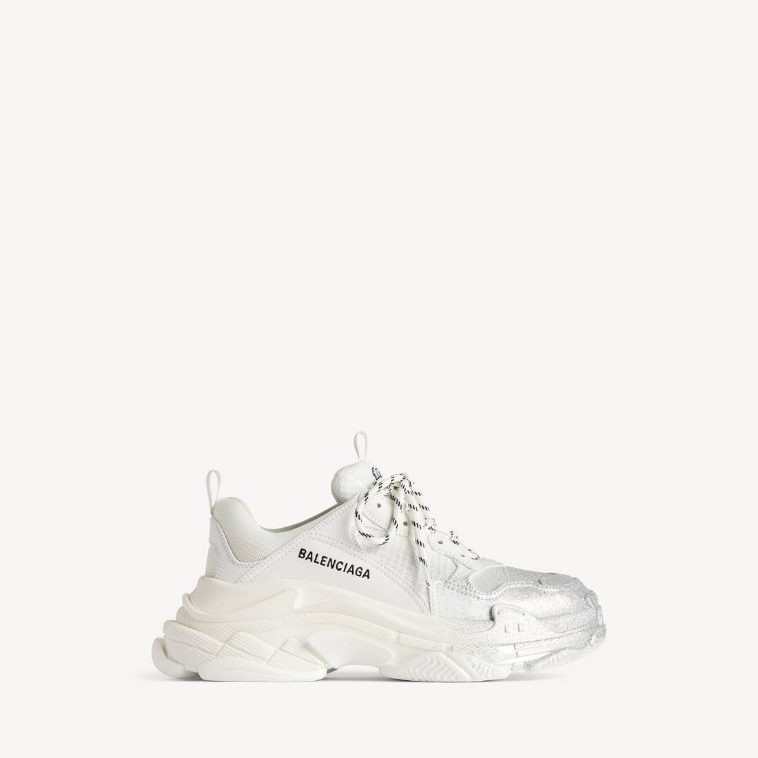 Women's Triple S Glitter Spray Sneaker in White/silver