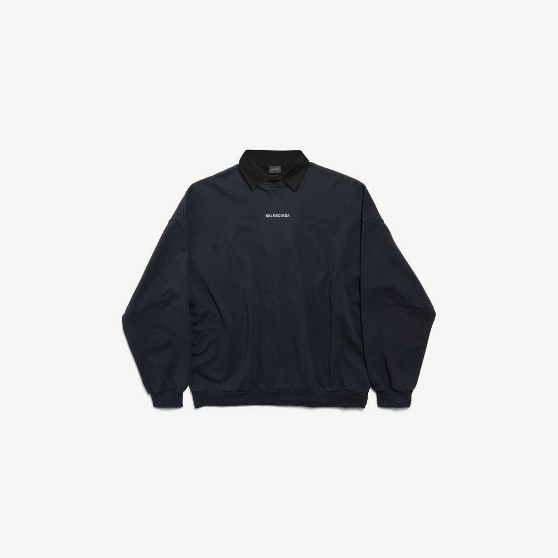 Men's Balenciaga Back Shirt Collar Crewneck in Faded Black