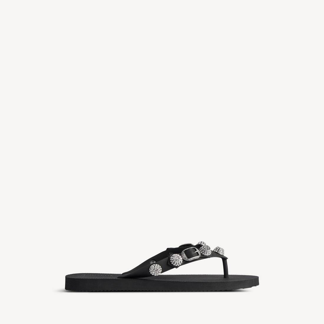 Women's Cagole Thong Sandal in Black/crystal