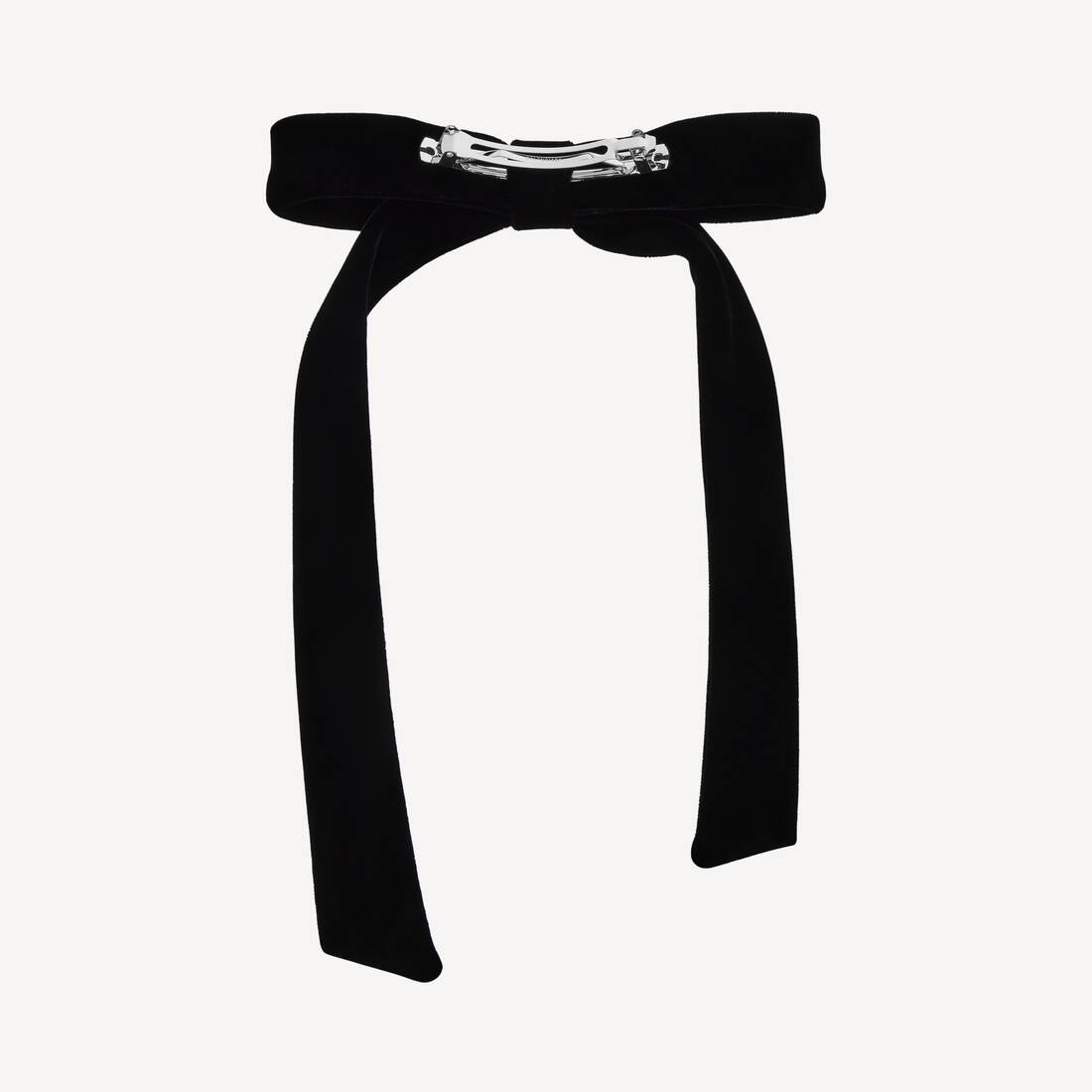 Women's Holli Thin Hair Bow in Black/shiny Silver