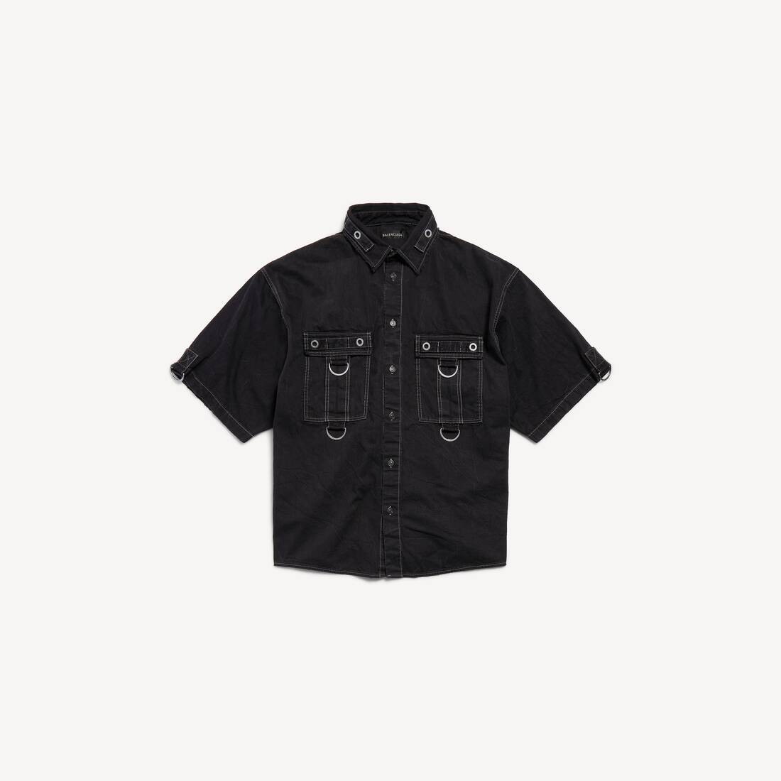 Men's D-ring Cargo Shirt in Lightweight Black