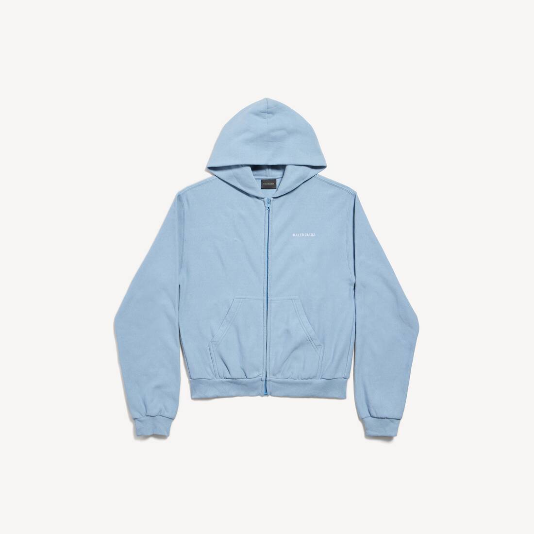 Women's Balenciaga Back Zip-up Hoodie Regular Fit in Light Blue/white