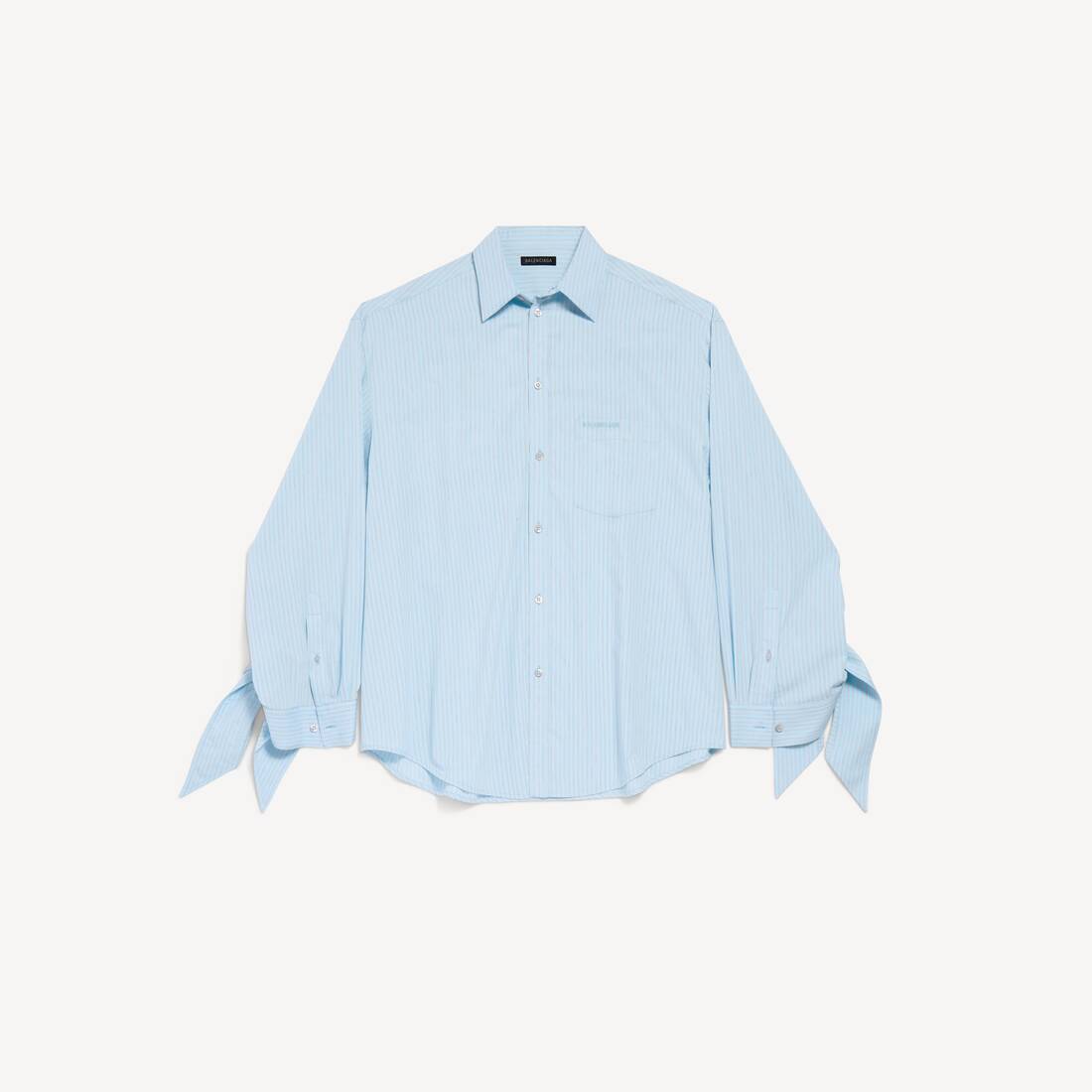 Women's Knotted Cuff Blouse in Blue/white
