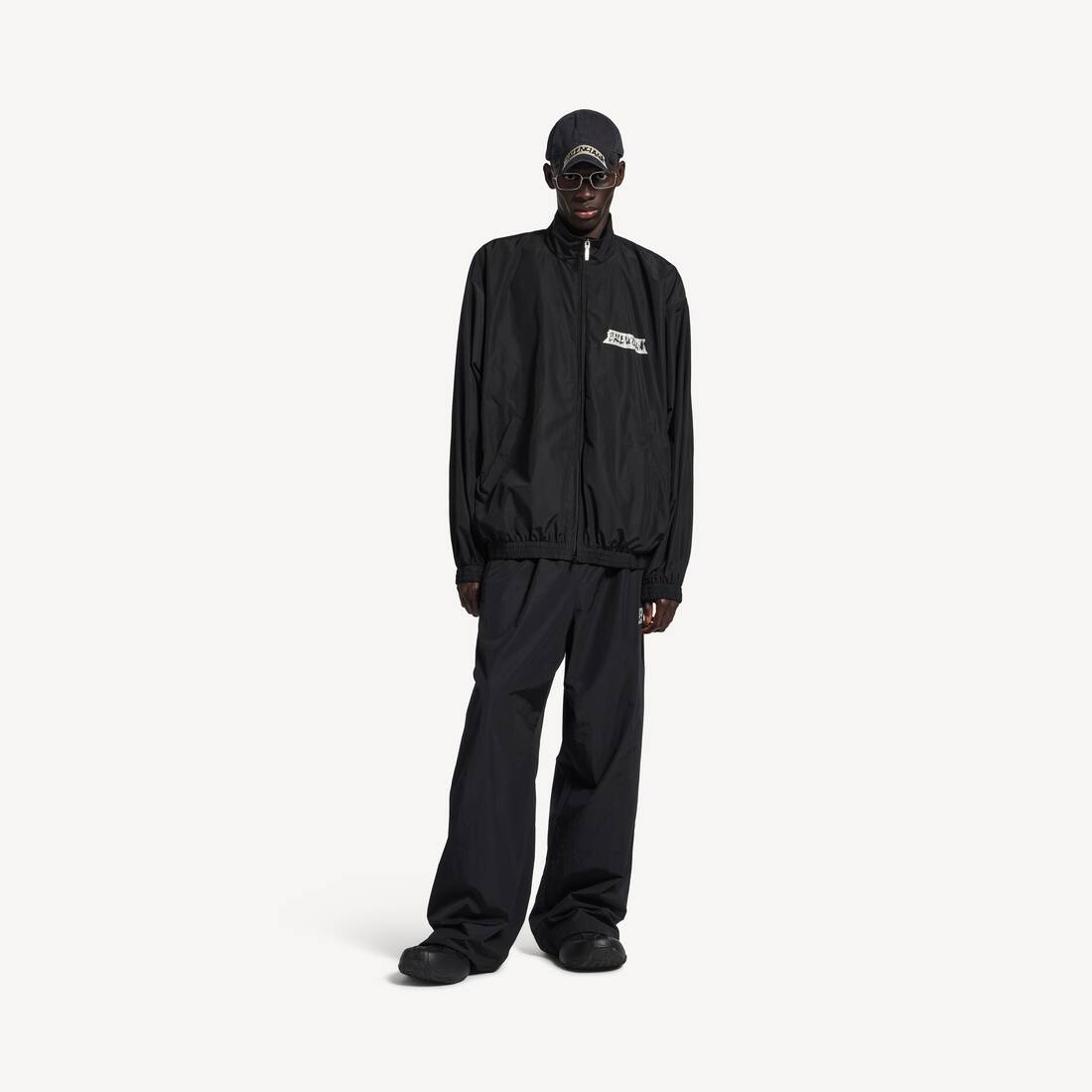 Men's Masking Tape Tracksuit Jacket Medium Fit in Black