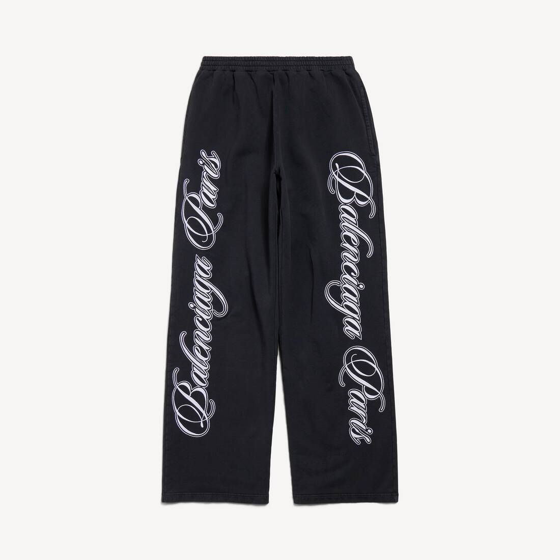 Men's Cursive Baggy Pants in Black/white