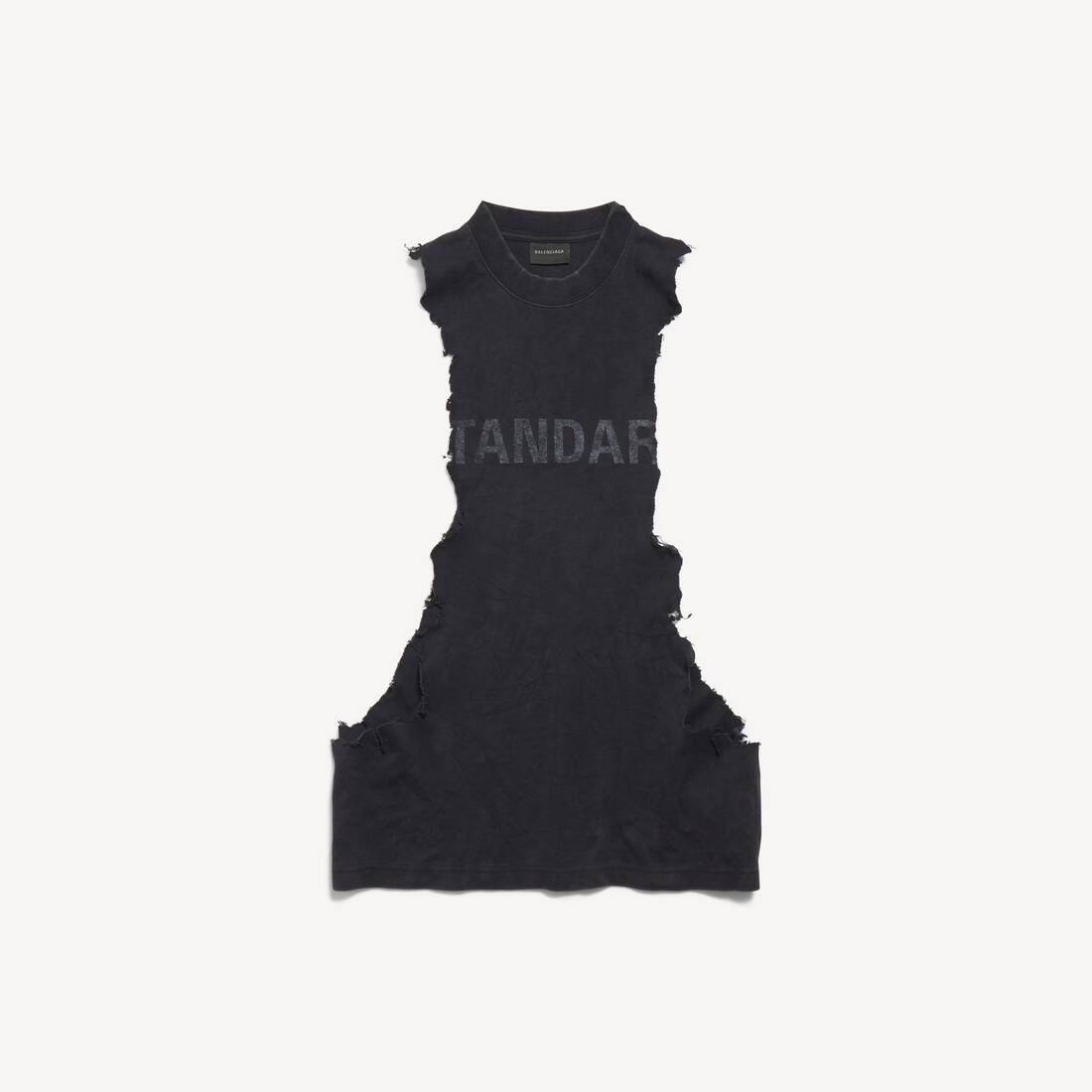 Men's Standard Ripped Tank Top in Faded Black
