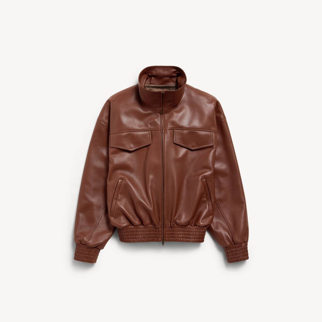 Women's High Collar Blouson in Chestnut