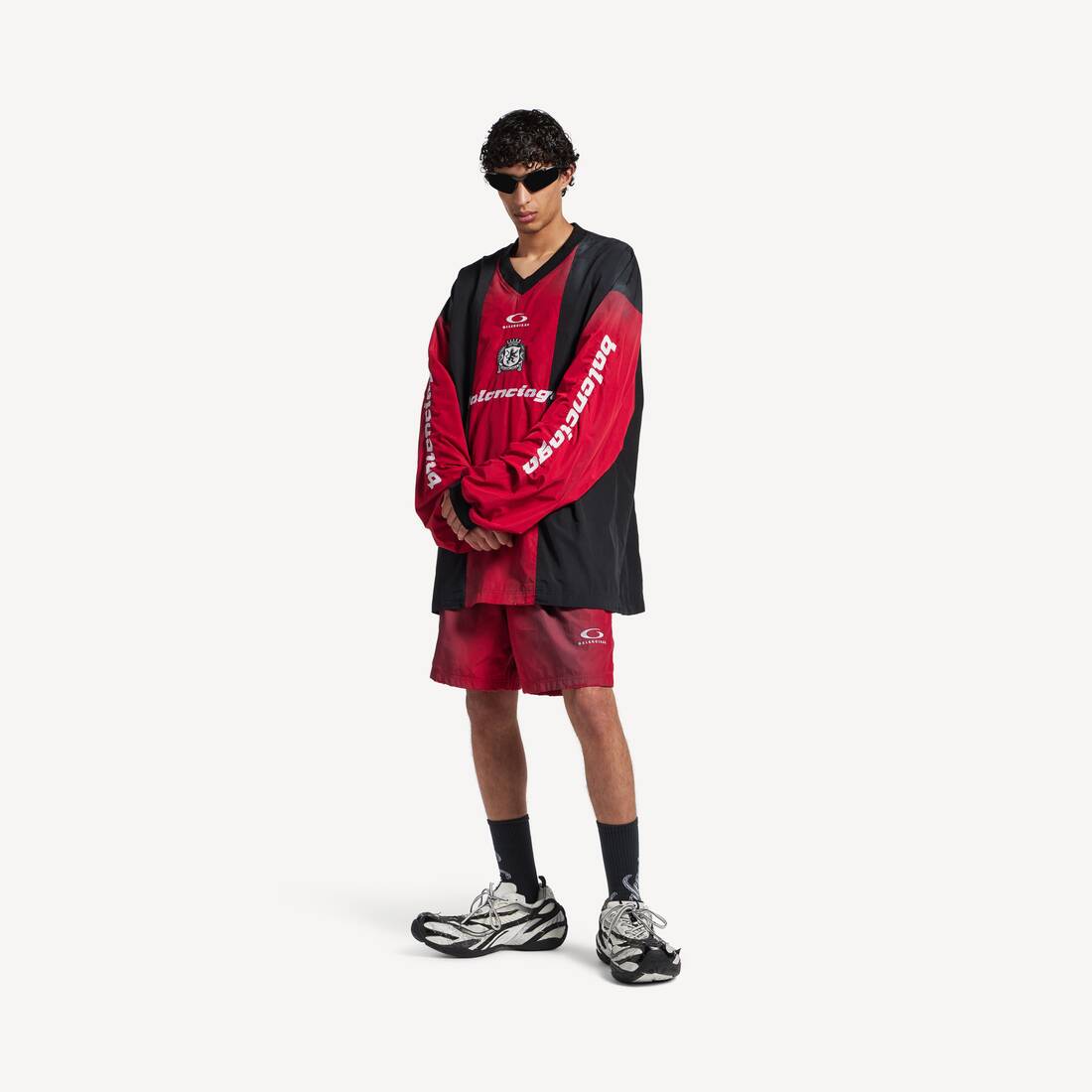 Men's Outerwear Long Sleeve Top in Lipstick Red/black