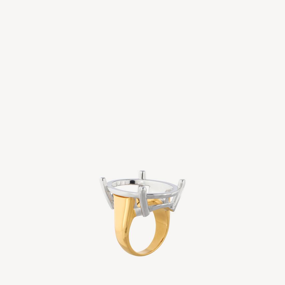 Women's Frame Oval Ring in Shiny Silver/shiny Gold