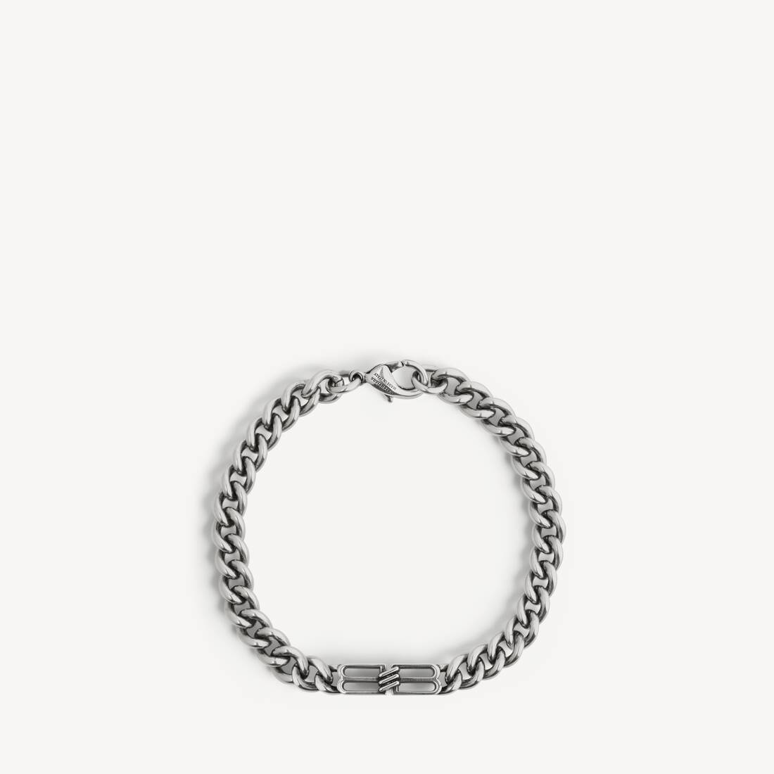 Men's Bb Icon Thin Gourmette Bracelet in Antique Silver