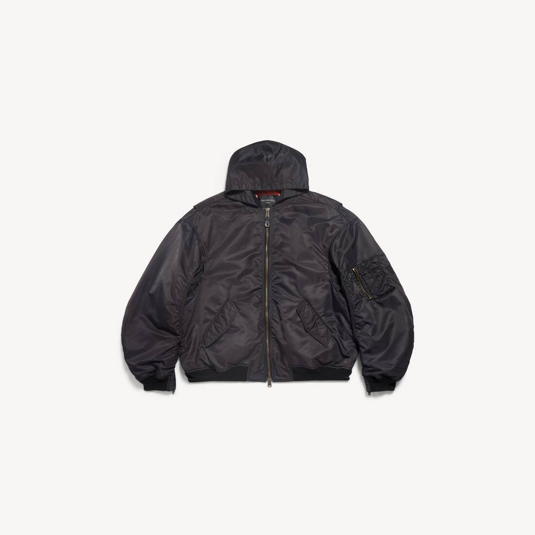 Men's Tape Type Light Hooded Bomber in Black
