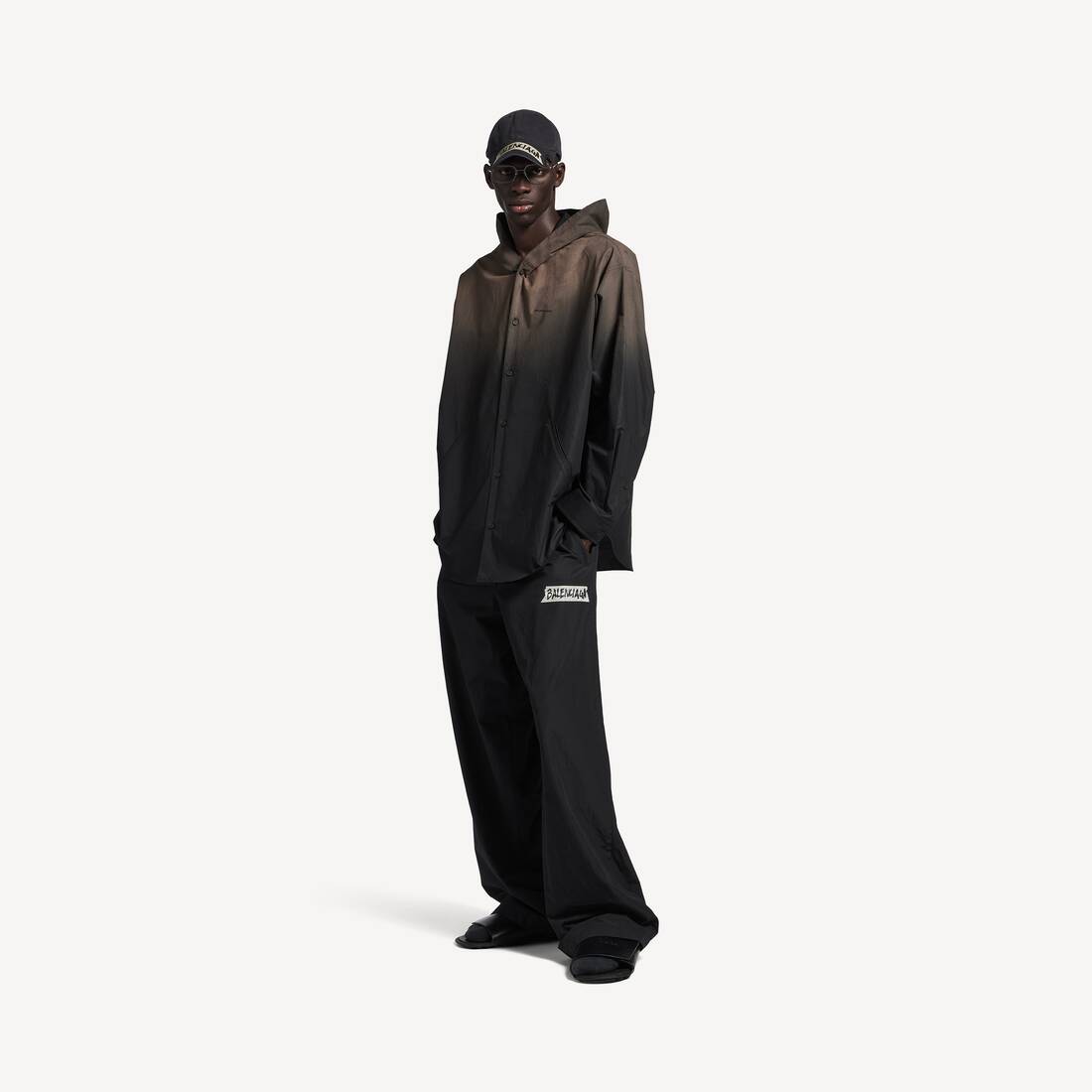 Men's Hooded Oversized Shirt in Black