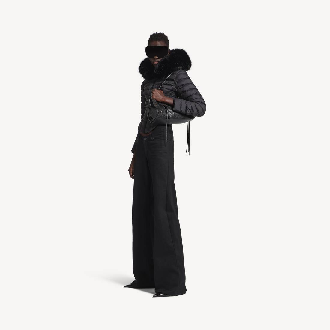 Women's Hooded Corseted Puffer in Black