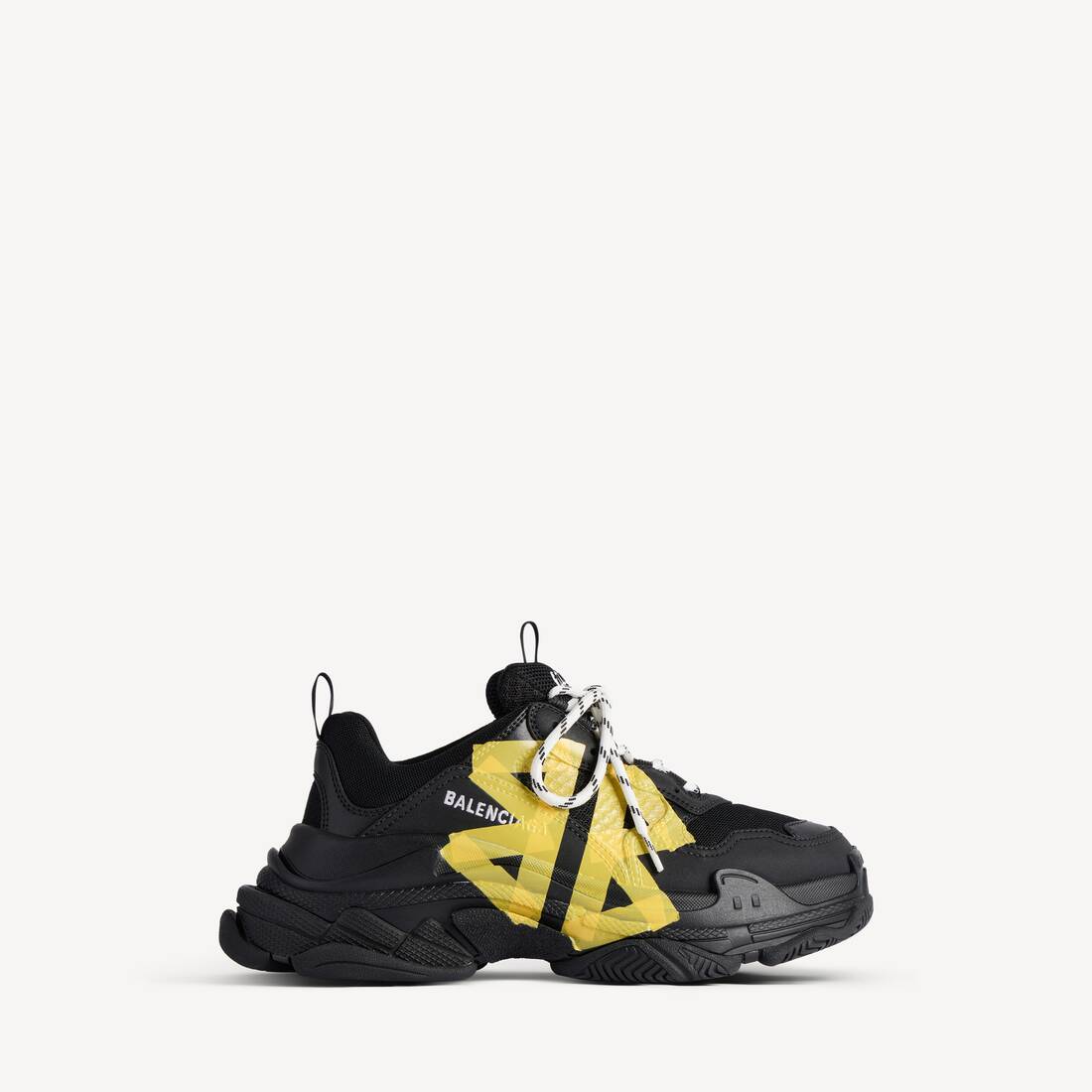 Women's Triple S Tape Type Sneaker in Black/yellow