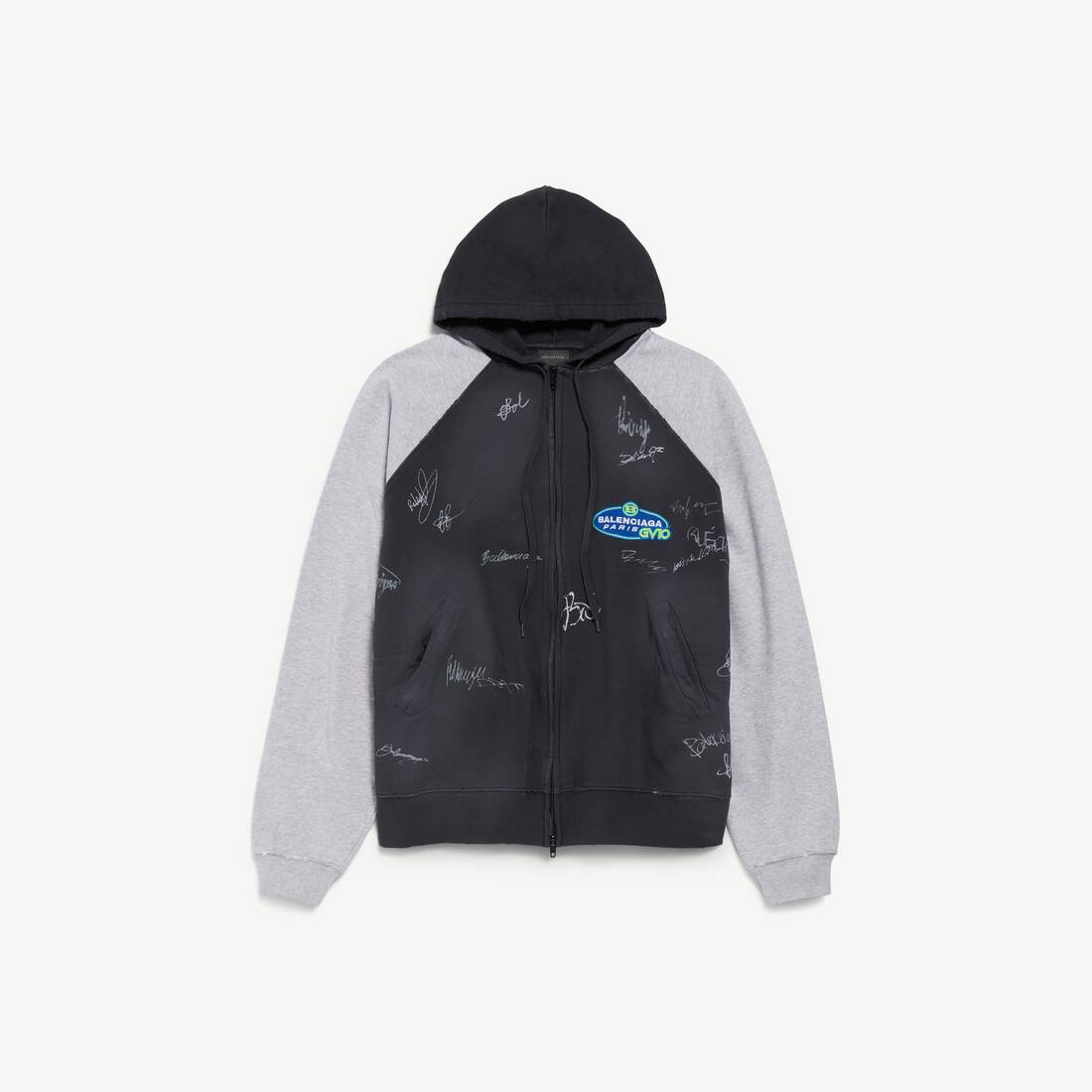 Men's Banana Raglan Oversized Zip-up Hoodie in Faded Black