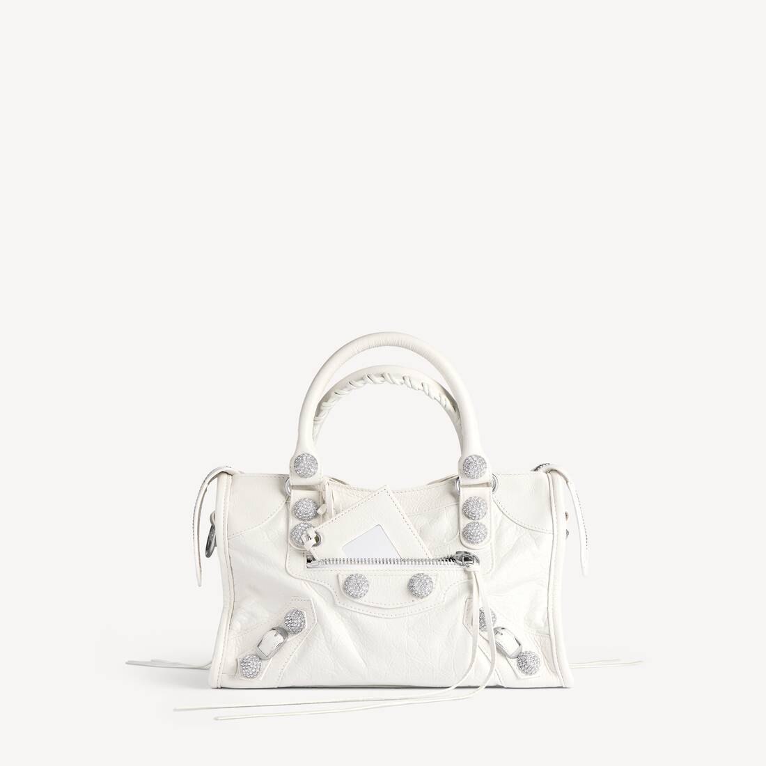 Women's Le City Bag Small Giant Studs With Rhinestones in Optic White
