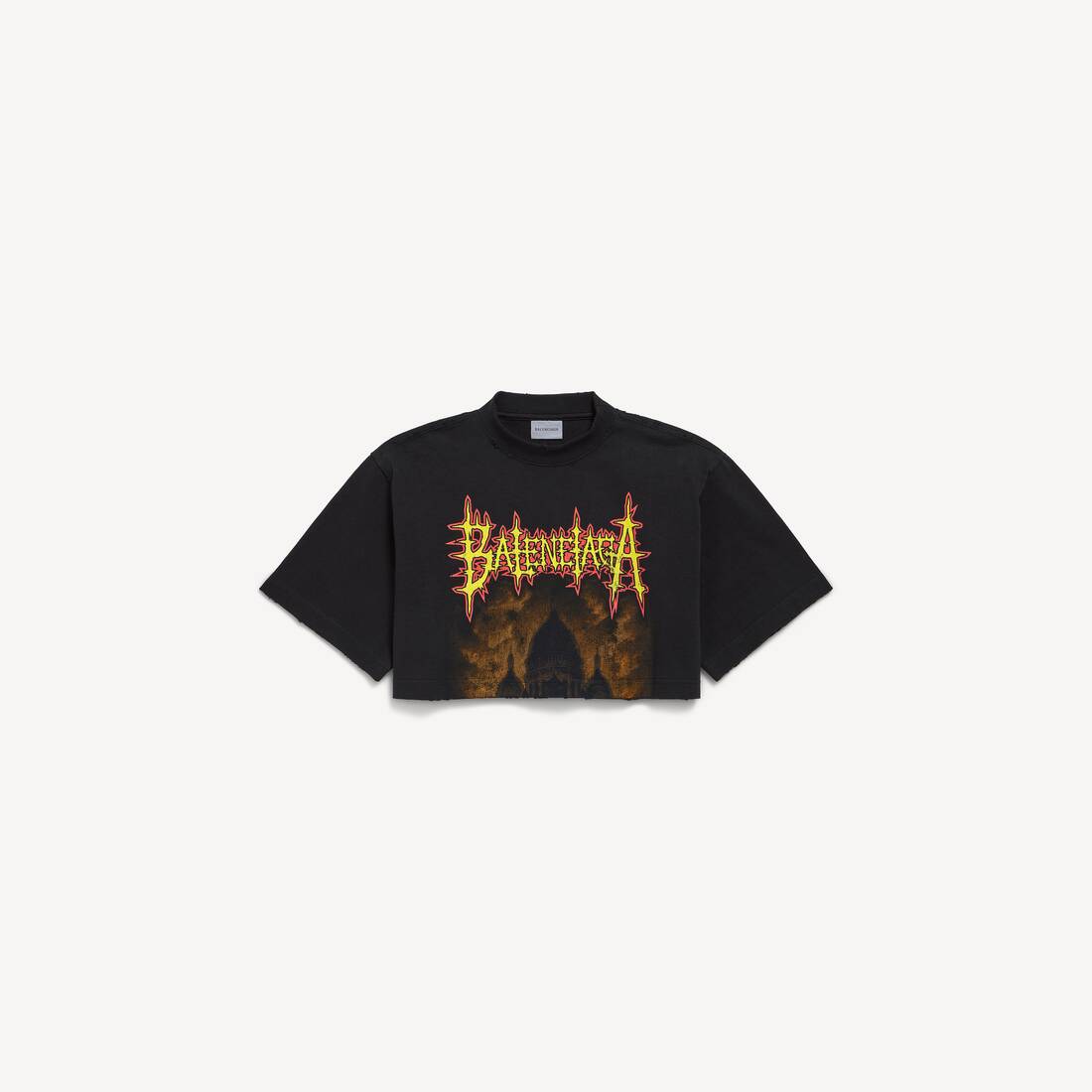 Women's Balenciaga Sacré Cœur Cropped T-shirt in Black