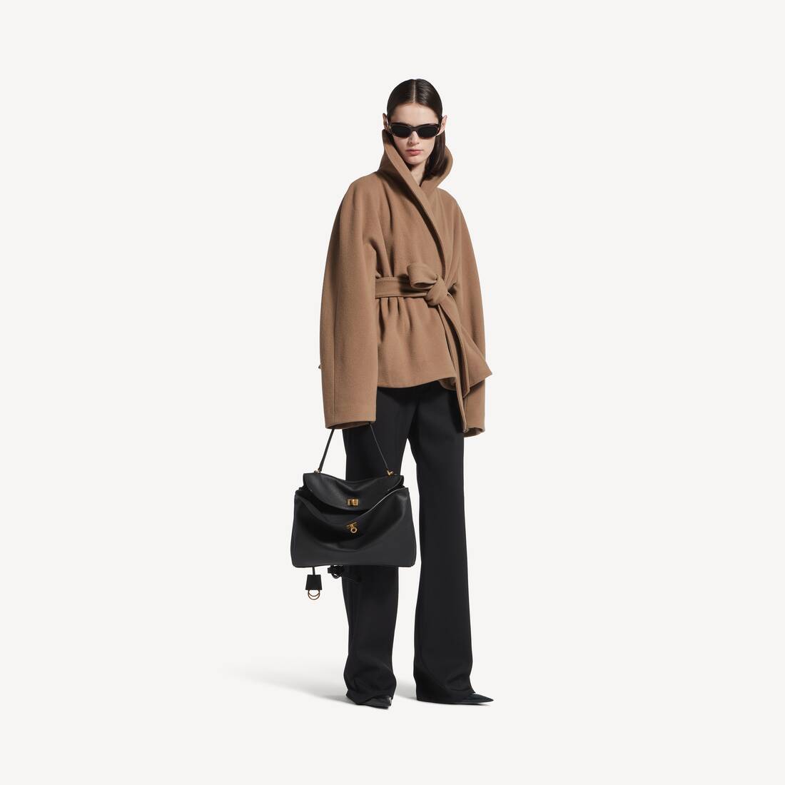 Women's Short Wrap Coat in Camel