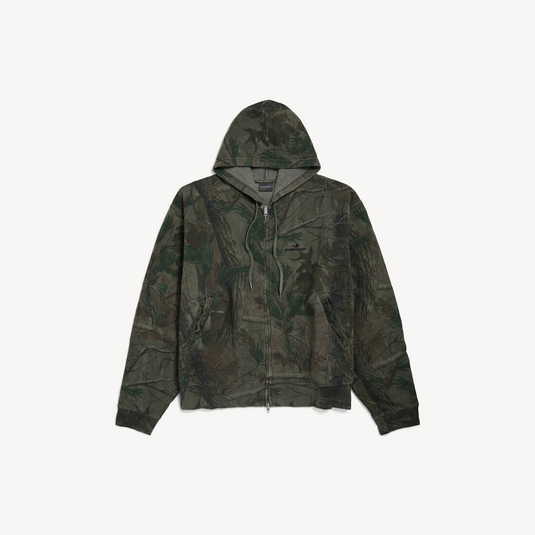 Men's Diamond B Oversized Zip-up Hoodie in Forest Green
