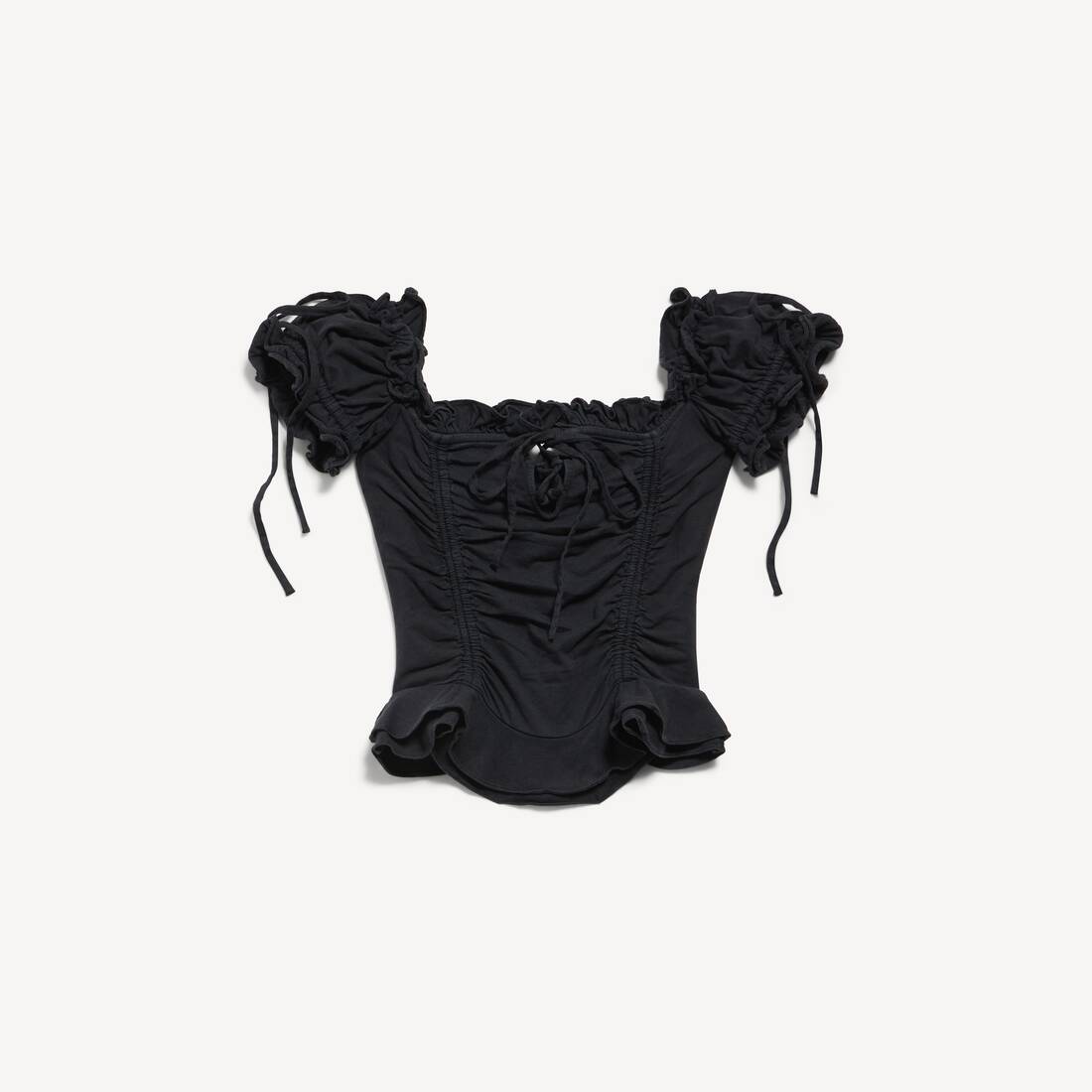 Women's Gathered Cropped Top in Faded Black